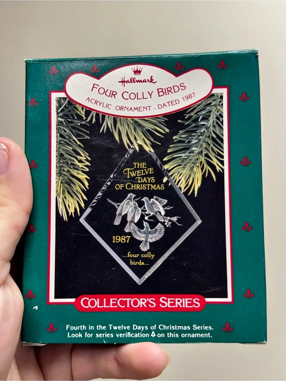 Hallmark Four Colly Birds Christmas Ornament 1987 Boxed
